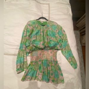 Hemanta & Nandita Green, Pattern Print Printed Mini Dresss